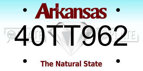 40TT962 Arkansas License Plate