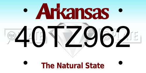 40TZ962 Arkansas License Plate