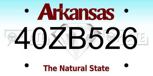 40ZB526 Arkansas License Plate