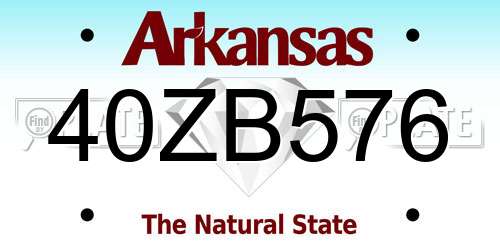 40ZB576 Arkansas License Plate