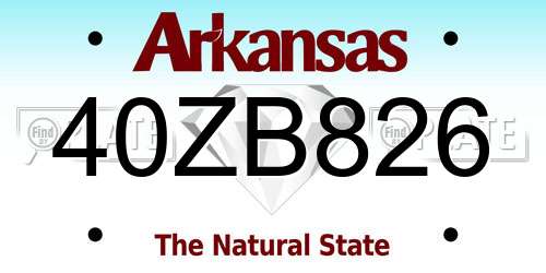 40ZB826 Arkansas License Plate