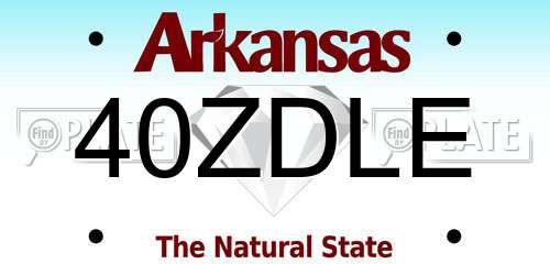40ZDLE Arkansas License Plate