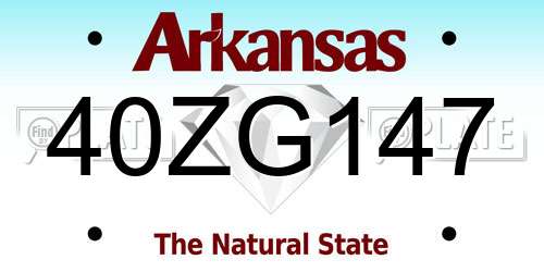 40ZG147 Arkansas License Plate