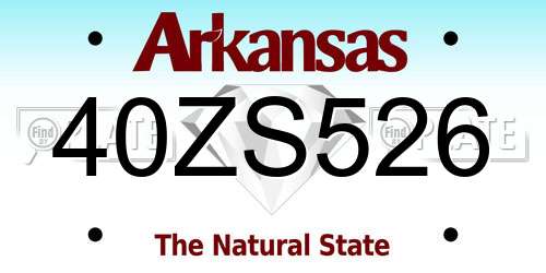 40ZS526 Arkansas License Plate