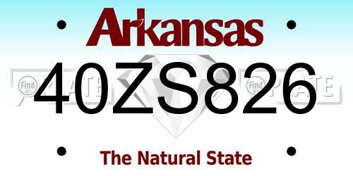 40ZS826 Arkansas License Plate