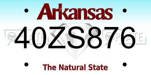 40ZS876 Arkansas License Plate