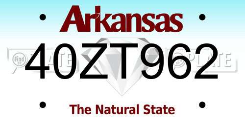 40ZT962 Arkansas License Plate