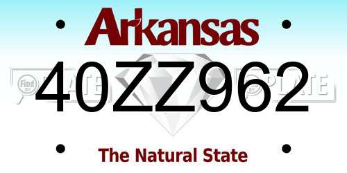 40ZZ962 Arkansas License Plate