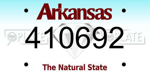 410692 Arkansas License Plate