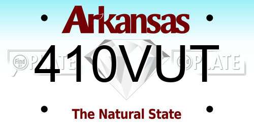410VUT Arkansas License Plate