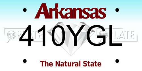 410YGL Arkansas License Plate