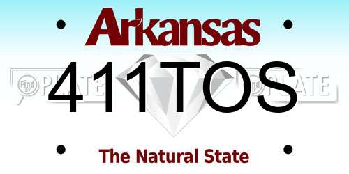 411TOS Arkansas License Plate