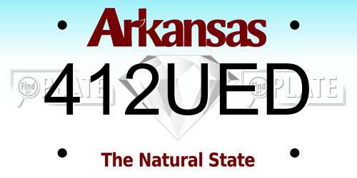 412UED Arkansas License Plate