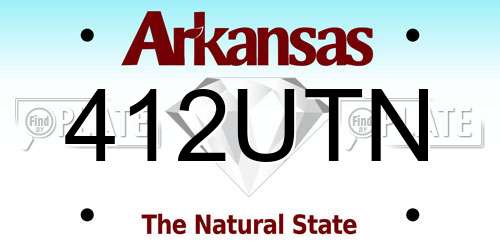 412UTN Arkansas License Plate