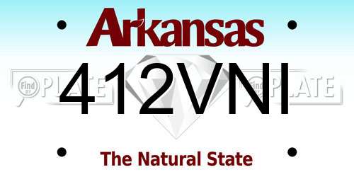 412VNI Arkansas License Plate