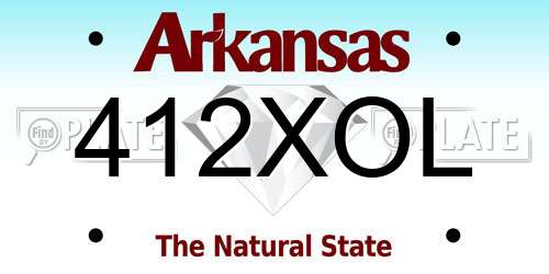 412XOL Arkansas License Plate