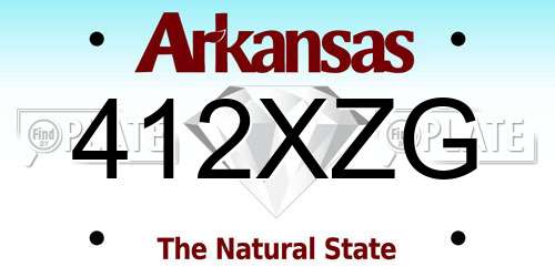 412XZG Arkansas License Plate