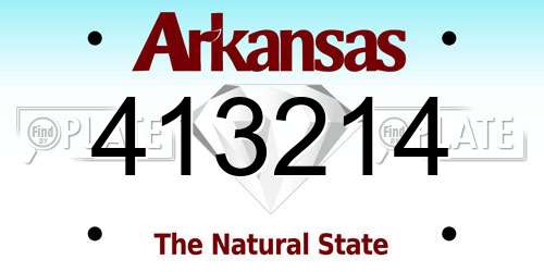 413214 Arkansas License Plate