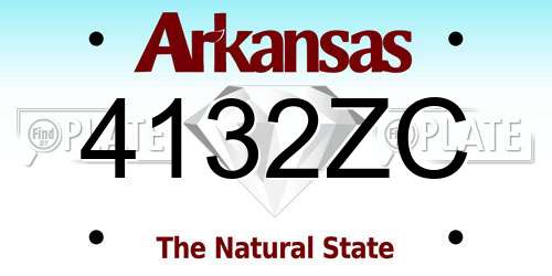 4132ZC Arkansas License Plate