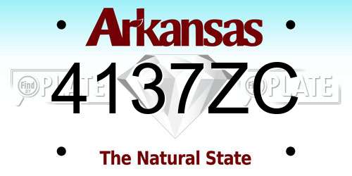 4137ZC Arkansas License Plate