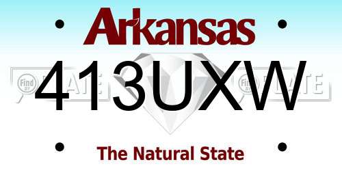 413UXW Arkansas License Plate