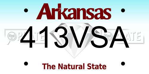 413VSA Arkansas License Plate