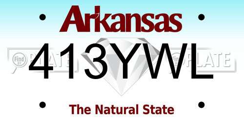 413YWL Arkansas License Plate