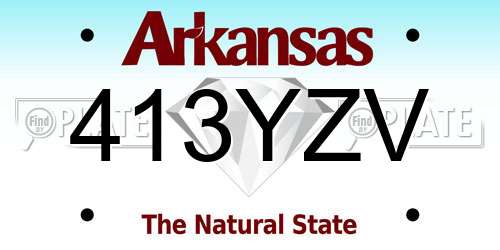 413YZV Arkansas License Plate