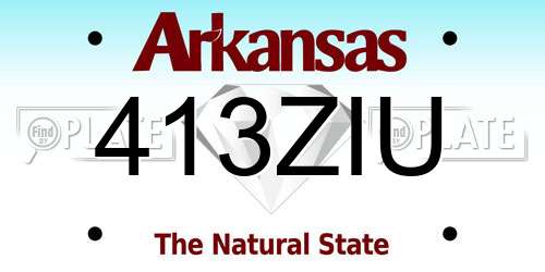 413ZIU Arkansas License Plate