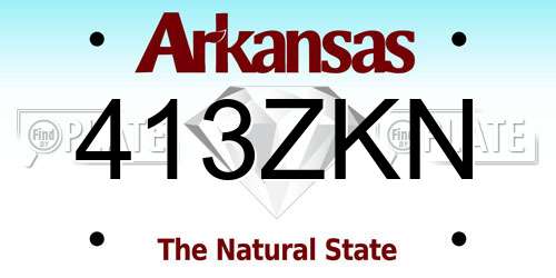 413ZKN Arkansas License Plate
