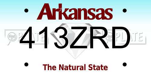 413ZRD Arkansas License Plate