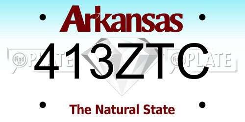 413ZTC Arkansas License Plate