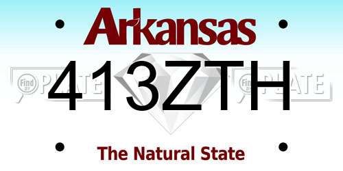413ZTH Arkansas License Plate