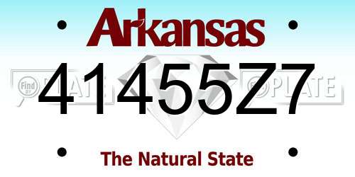41455Z7 Arkansas License Plate