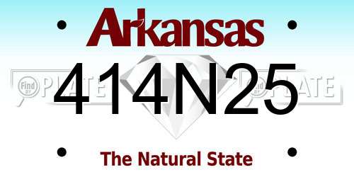 414N25 Arkansas License Plate