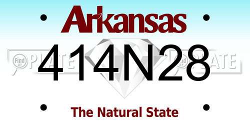 414N28 Arkansas License Plate