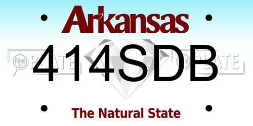 414SDB Arkansas License Plate