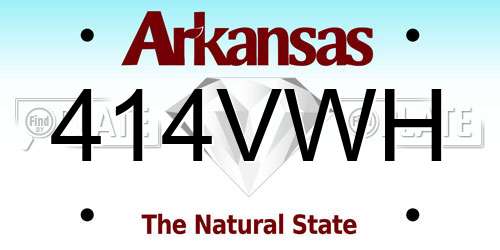 414VWH Arkansas License Plate
