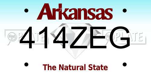 414ZEG Arkansas License Plate