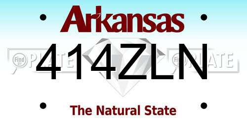 414ZLN Arkansas License Plate
