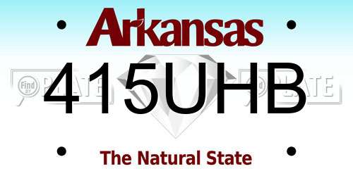 415UHB Arkansas License Plate