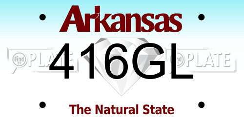 416GL Arkansas License Plate
