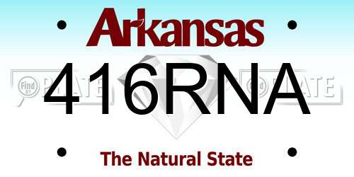 416RNA Arkansas License Plate