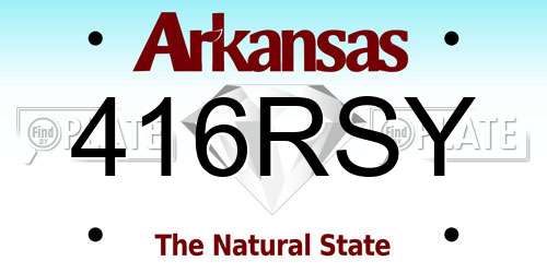 416RSY Arkansas License Plate