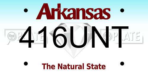 416UNT Arkansas License Plate