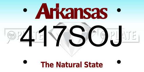 417SOJ Arkansas License Plate