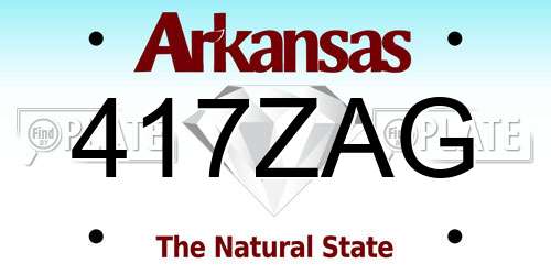 417ZAG Arkansas License Plate