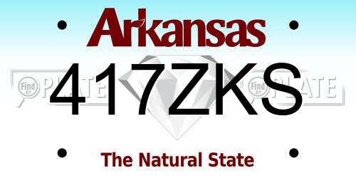 417ZKS Arkansas License Plate