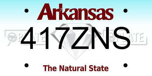 417ZNS Arkansas License Plate