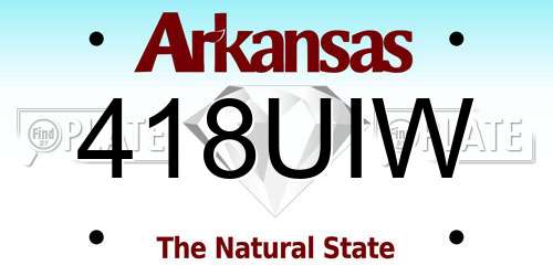 418UIW Arkansas License Plate